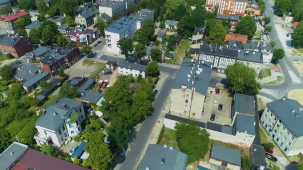 Marianska Street Roundabout Pabianice Aerial View Poland High Quality Footage — Wideo stockowe
