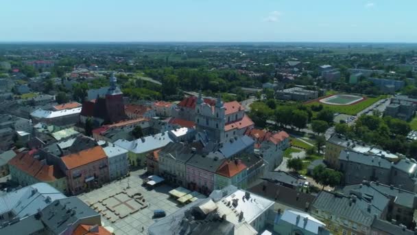 Old Town Market Square Piotrkow Trybunalski Stare Miasto Rynek Aerial — Wideo stockowe
