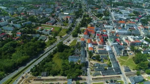 Panorama Cidade Velha Piotrkow Trybunalski Stare Miasto Rynek Aerial View — Vídeo de Stock