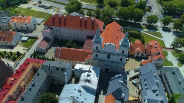 Sanctuary Old Town Piotrkow Trybunalski Stare Miasto Aerial View Poland — Stok video