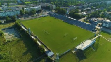 Stadyum Rks Radomsko Stadyumu Hava Görüntüsü Polonya. Yüksek kalite 4k görüntü
