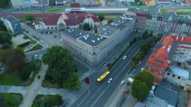 Plac Grunwaldzki Square Swidnica Zeromskiego Aerial View Poland. High quality 4k footage