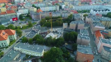 Crane Street Swidnica Zuraw Aerial View Poland. High quality 4k footage