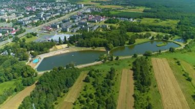 Water Park Lewityn Pabianice Aerial View Poland. High quality 4k footage