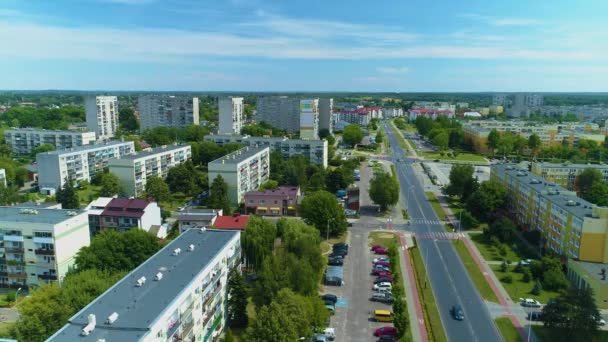 Housing Estate Grota Roweckiego Street Pabianice Aerial View Poland High — Stok video