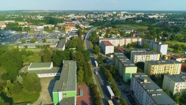Panorama Street Brzeznicka Radomsko Aerial View Poland High Quality Footage — Vídeo de Stock