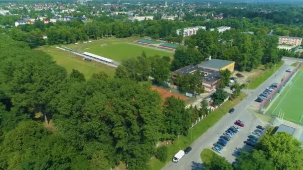 Mazowieckie Boisko Piłki Nożnej Tomaszow Mazowiecki Boisko Aerial View Poland — Wideo stockowe