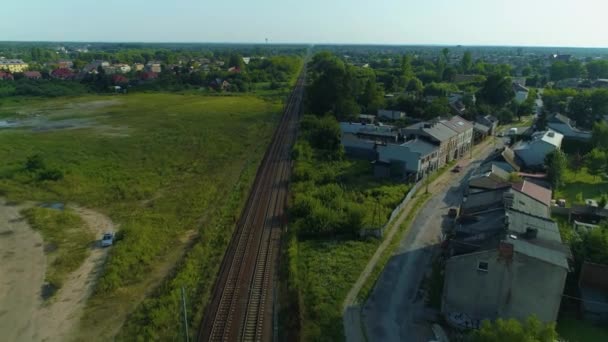 Train Tracks Radomsko Pociag Tory Aerial View Poland High Quality — 图库视频影像
