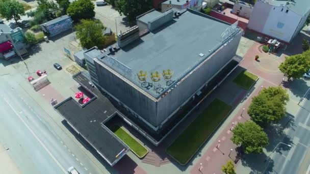 Center Three Crowns Department Store Pabianice Trzy Korony Aerial View — Stockvideo