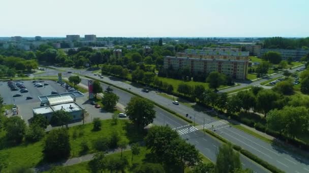 Sikorskiego Street Piotrkow Trybulanski Aerial View Poland High Quality Footage — Stok video