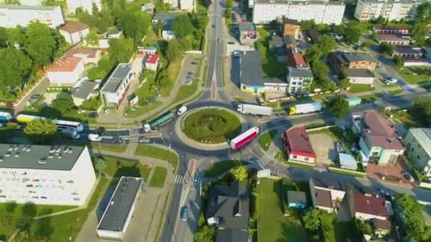 Rondo Rozewiczow Radomsko Aerial View Poland High Quality Footage — Stok video