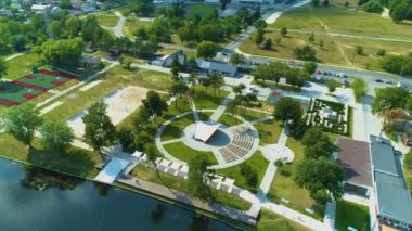 Resort Przystan Pilica River Tomaszow Mazowiecki Aerial View Poland. High quality 4k footage