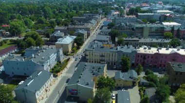 Panorama Slowackiego Street Piotrkow Trybunalski Aerial View Poland. High quality 4k footage