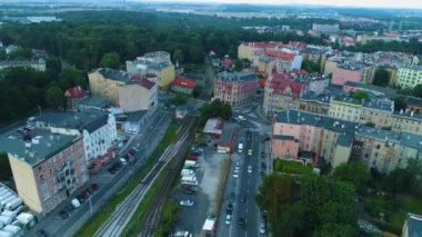 Beautiful Panorama Of Swidnica Aerial View Poland. High quality 4k footage