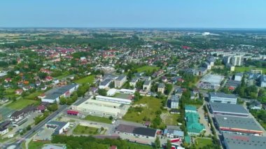 Panorama Town Piotrkow Trybunalski Aerial View Poland. High quality 4k footage