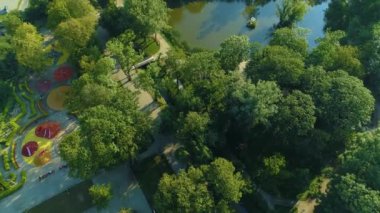 Swietojanski Park Radomsko Aerial View Poland. High quality 4k footage