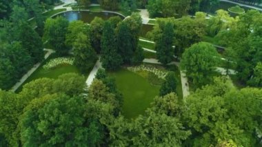 Central Park Of Swidnica Park Centralny Aerial View Poland. High quality 4k footage