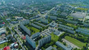 Panorama Town Piotrkow Trybunalski Aerial View Poland. High quality 4k footage