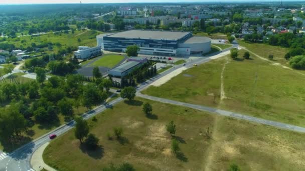 Ice Arena Lodova Tomaszow Mazowiecki Aerial View Poland 高质量的4K镜头 — 图库视频影像
