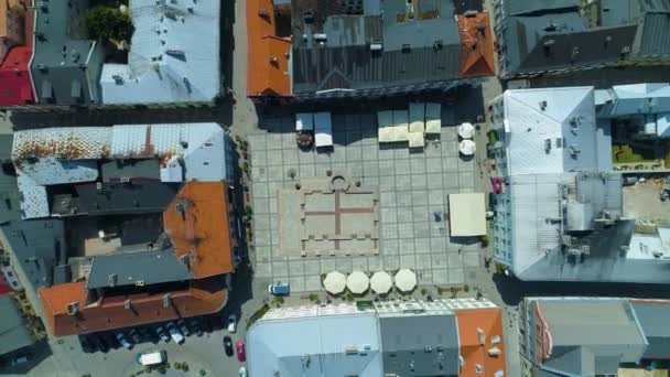 Old Town Market Square Piotrkow Trybunalski Stare Miasto Rynek Aerial — Stock Video