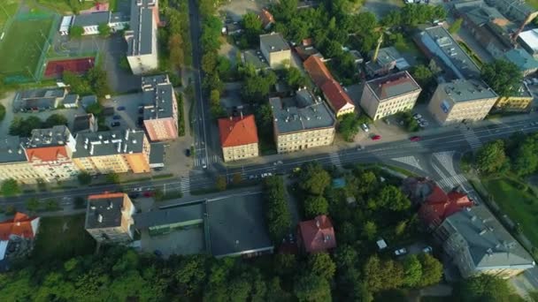 Top Street Apartments Swidnica Aerial View Poland High Quality Footage — Vídeos de Stock