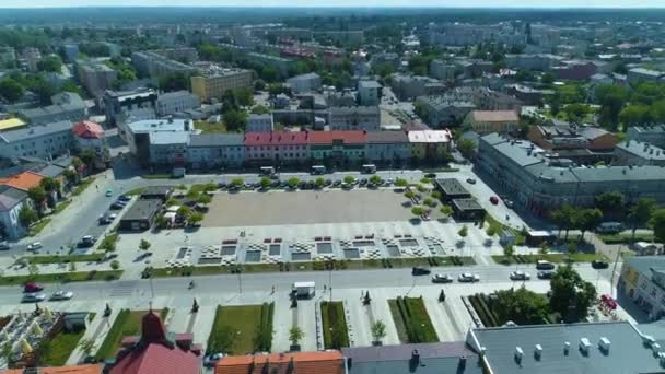 Центральная Площадь Kosciuszko Tomaszow Mazoj Plac Kosciuszki Aerial Poland Высококачественные — стоковое видео