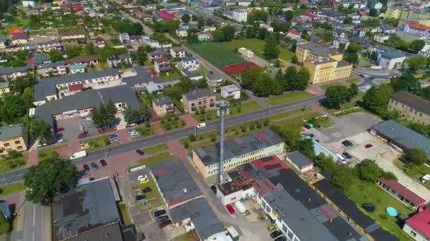 Pilsudskiego Street Tomaszow Mazowiecki Rondo Aerial View Poland High Quality — Wideo stockowe
