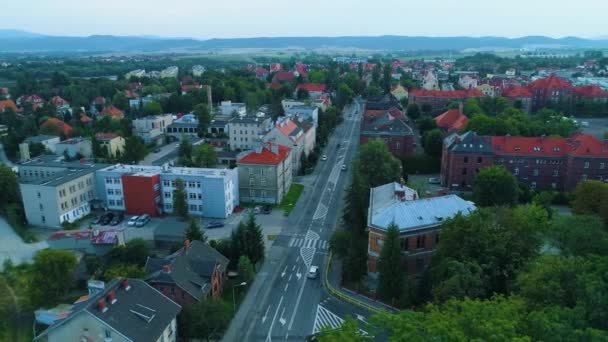 Piękna Panorama Świdnicy Lotu Ptaka Polskę Wysokiej Jakości Materiał — Wideo stockowe