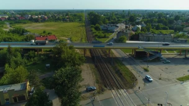 Viaduct Tracks Radomsko Wiadukt Aerial View Poland High Quality Footage — 图库视频影像