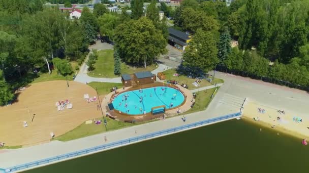 Water Park Speeltuin Lewityn Pabianice Aerial View Polen Hoge Kwaliteit — Stockvideo