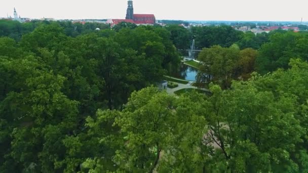 Central Park Swidnica Park Centralny Widok Powietrza Polska Wysokiej Jakości — Wideo stockowe