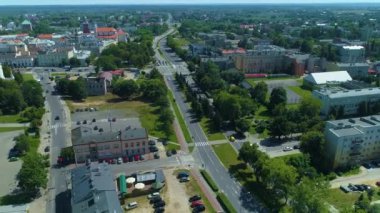 Copernicus Avenue Piotrkow Trybunalski Aleja Kopernika Aerial View Poland. High quality 4k footage