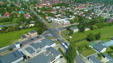 Intersection Piotrkow Trybulanski Skrzyzowanie Aerial View Poland. High quality 4k footage