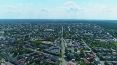 Beautiful Panorama Tomaszow Mazowiecki Aerial View Poland. High quality 4k footage