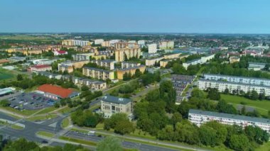 Panorama Piotrkow Trybunalski Konutları Havacılık Görünümü Polonya. Yüksek kalite 4k görüntü