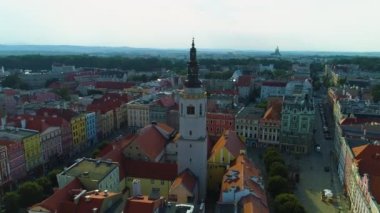 Old Town Square In Swidnica Ratusz Rynek Aerial View Poland. High quality 4k footage