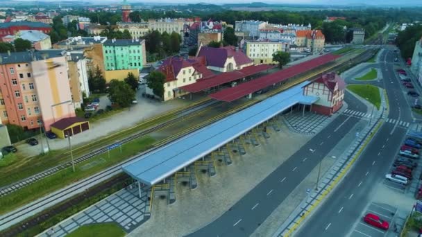 Stazione Ferroviaria Swidnica Dworzec Kolejowy Vista Aerea Polonia Filmati Alta — Video Stock