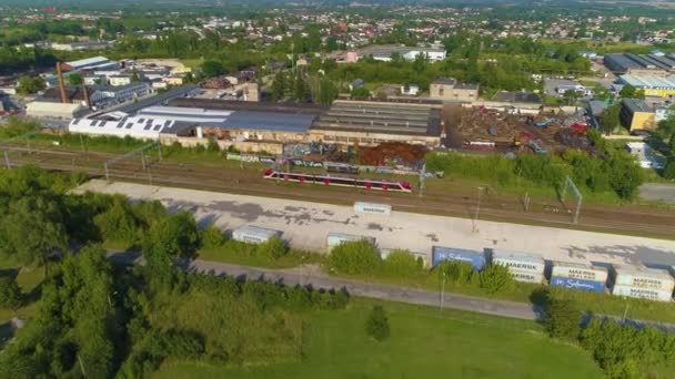 Estación Radomsko Stacja Kolejowa Vista Aérea Polonia Imágenes Alta Calidad — Vídeos de Stock