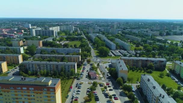 Panorama Piotrkow Trybunalski Housing Estate Osiedle Aerial View Poland High — Stok video