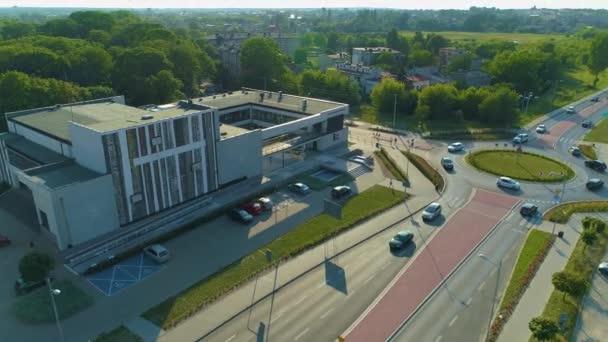 House Culture Radomsko Dom Kultury Aerial View Poland High Quality — Stock video
