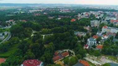 Panorama Central Park Of Swidnica Park Centralny Aerial View Poland. High quality 4k footage