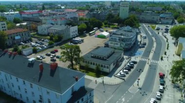 Bus Station Piotrkow Trybunalski Dworzec Autobusowy Aerial View Poland. High quality 4k footage