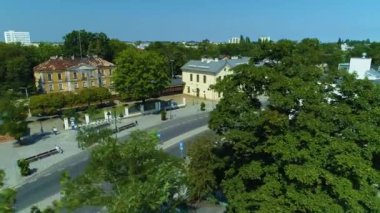 Railway Station Piotrkow Trybunalski Dworzec Kolejowy Aerial View Poland. High quality 4k footage