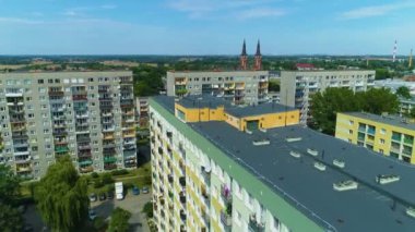 Roof Skyscrapers Pabianice Dach Wiezowcow Aerial View Poland. High quality 4k footage