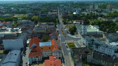 Panorama Old Town Piotrkow Trybunalski Aerial View Poland. High quality 4k footage