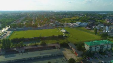 Stadyum Rks Radomsko Stadyumu Hava Görüntüsü Polonya. Yüksek kalite 4k görüntü