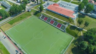 Football Field Tomaszow Mazowiecki Boisko Aerial View Poland. High quality 4k footage