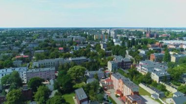 Beautiful Panorama Of Pabianice Aerial View Poland. High quality 4k footage
