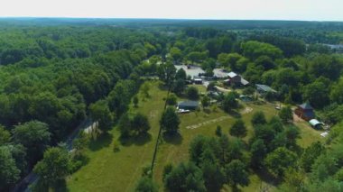 Skansen Pilica Nehri Tomaszow Mazowiecki Hava Görüntüsü Polonya. Yüksek kalite 4k görüntü