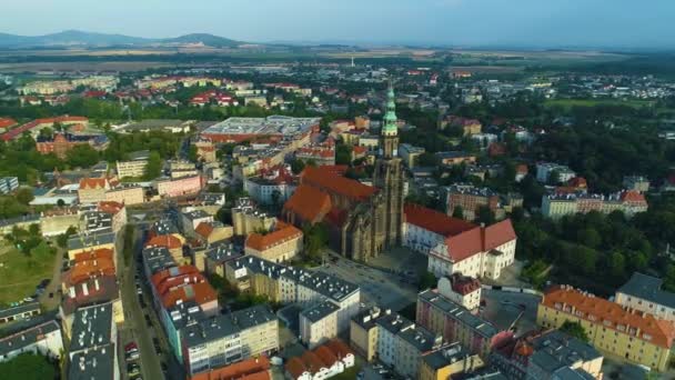 Katedra Świdnicy Widok Lotu Ptaka Polskę Wysokiej Jakości Materiał — Wideo stockowe